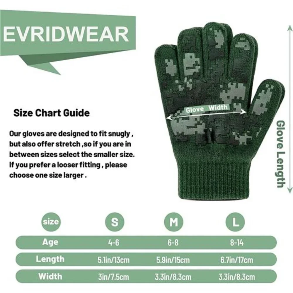 3 Pairs Kid Knit Stretchy Grip Warm Magic Glove